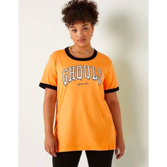 VS Pink Ghouls Glow In The Dark Halloween Campus Tee - Picture 1 of 3